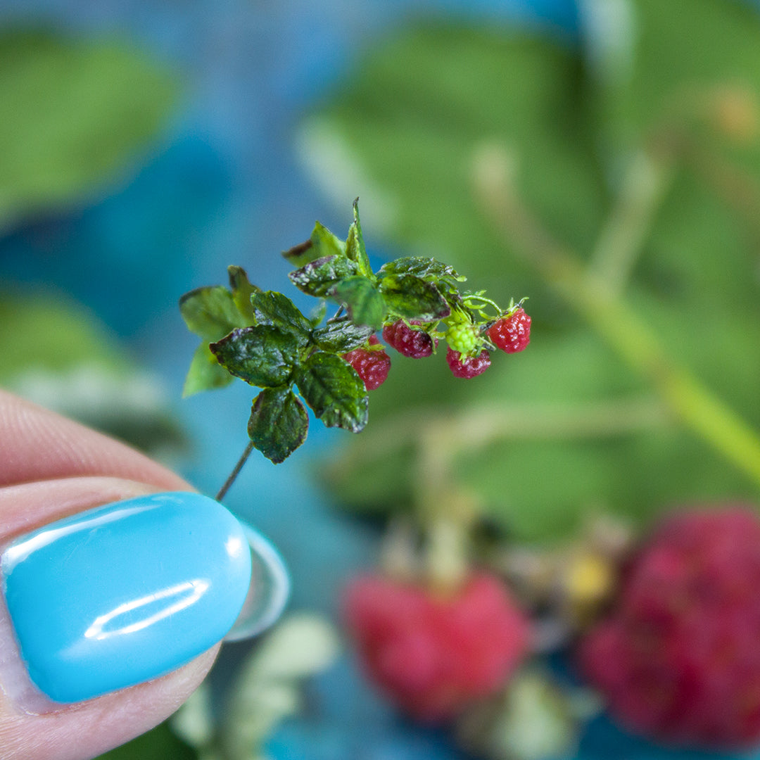 TUTORIAL Miniature raspberry with polymer clay and air dry clay | PDF + video
