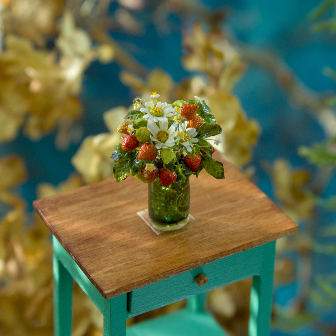 Miniature strawberries in a jar for a dollhouse, scale 1:12. - Rina Vellichor