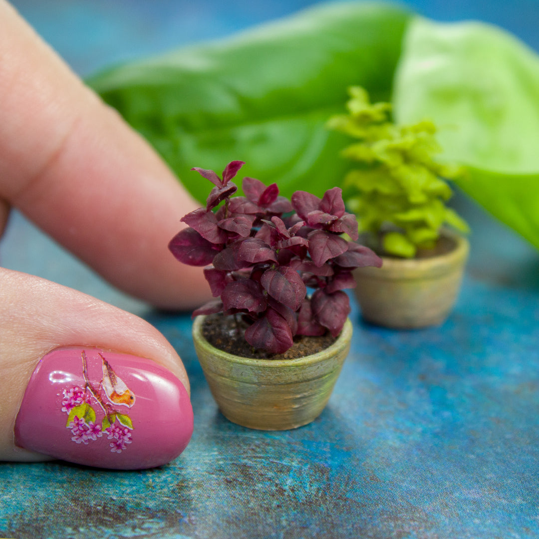 TUTORIAL Miniature basil plant with air dry clay for 1:12 scale dollhouse | PDF + video