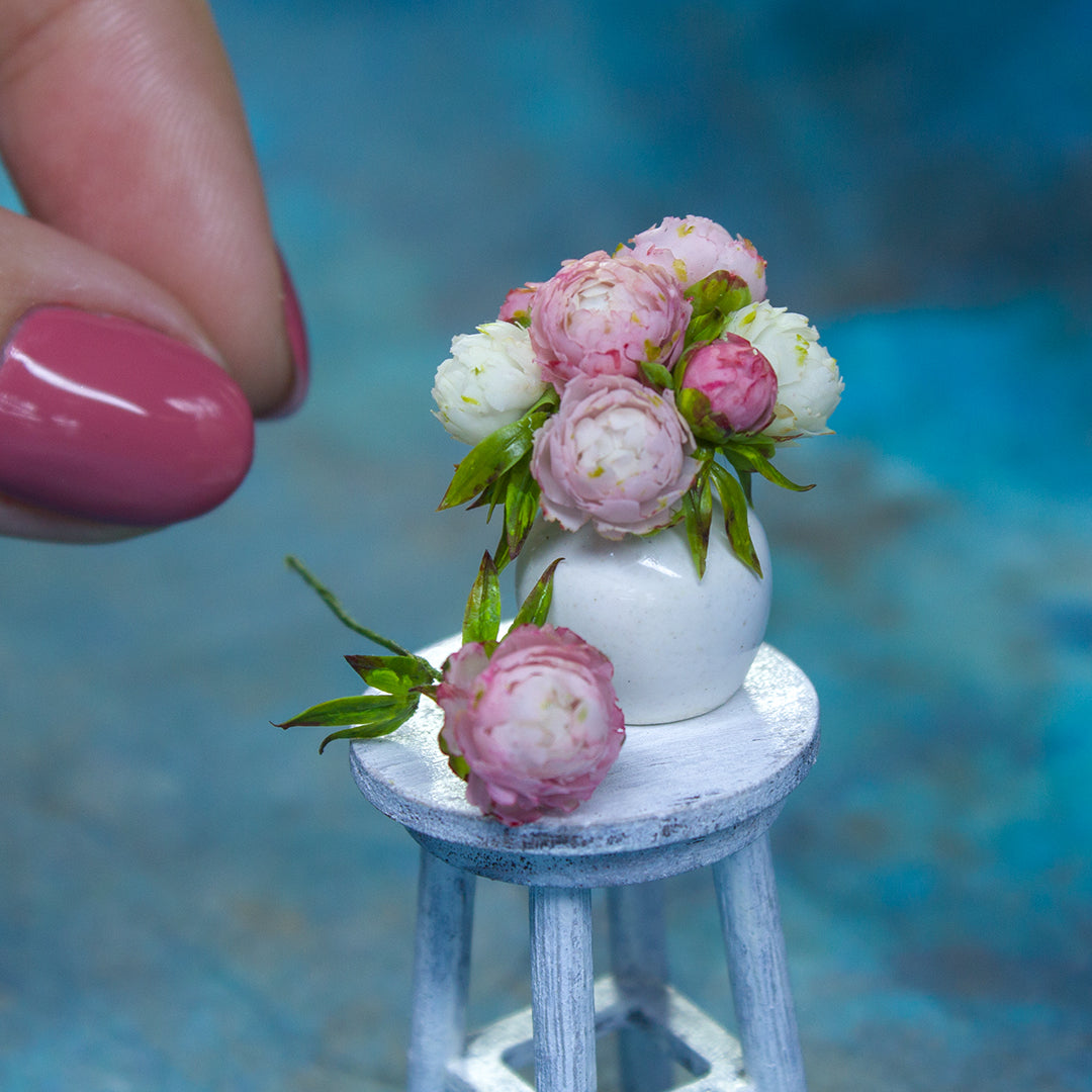 TUTORIAL Miniature peony with air dry clay for 1:12 scale dollhouse | PDF + video