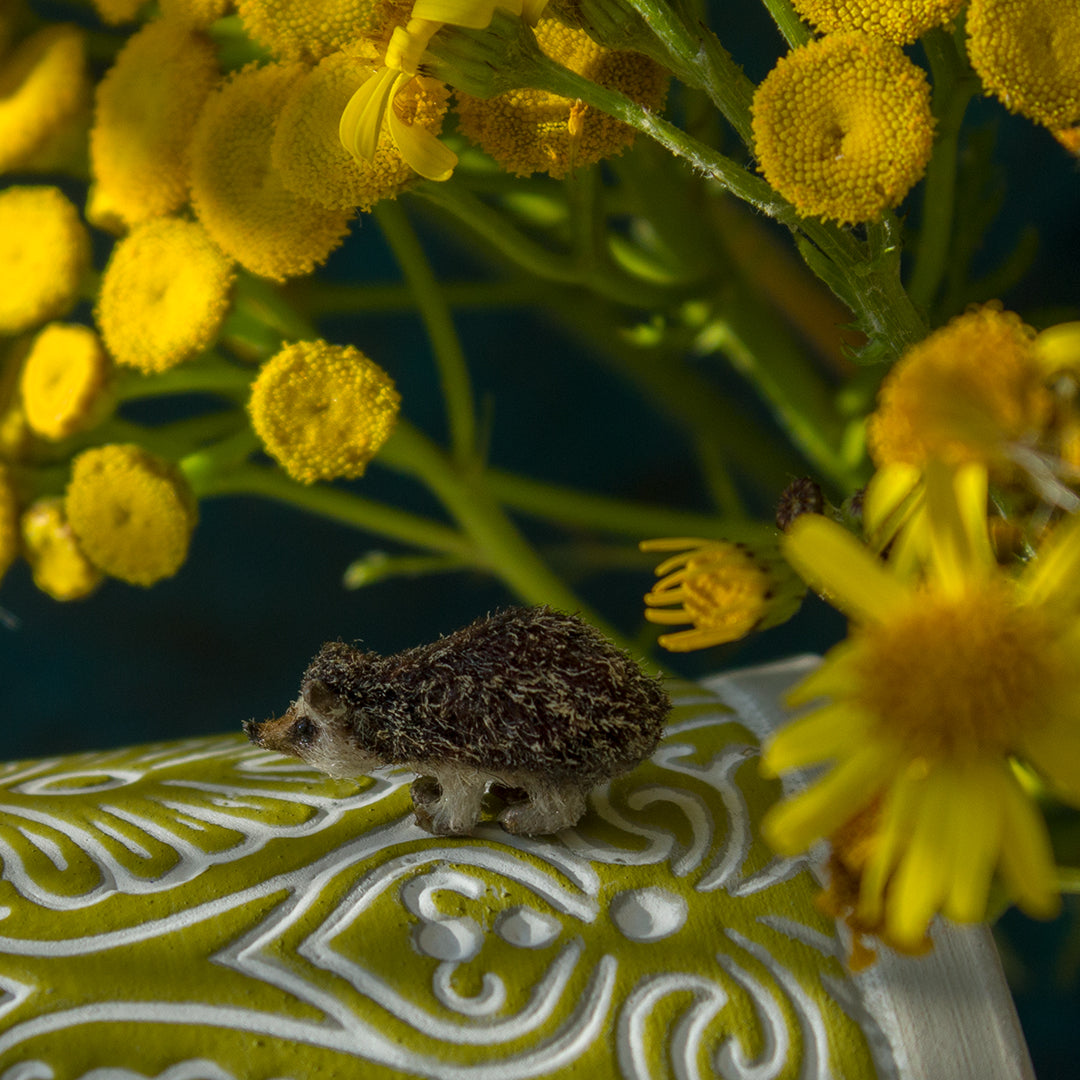 Tiny handmade hedgehog miniature for dollhouse in 1:12 scale 2