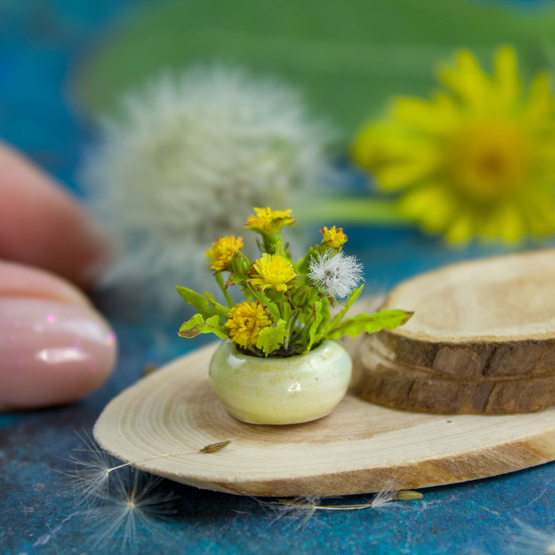 TUTORIAL Miniature dandelion with cold porcelain / air dry clay | PDF + video