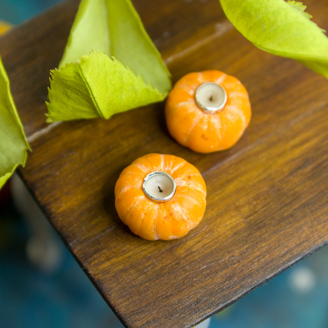 TUTORIAL Miniature candles in pumpkins with polymer clay | PDF + video