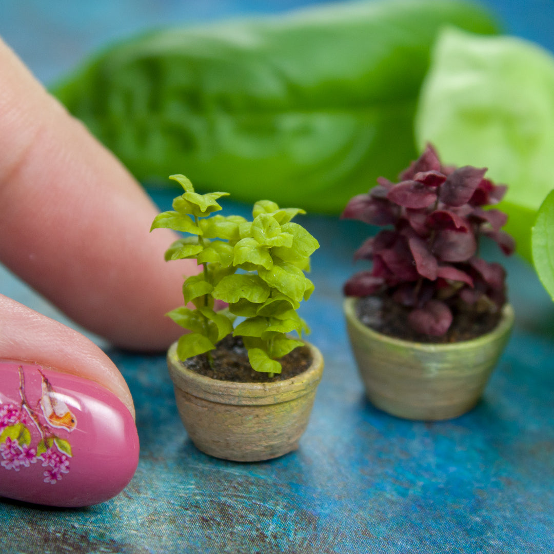 TUTORIAL Miniature basil plant with air dry clay for 1:12 scale dollhouse | PDF + video