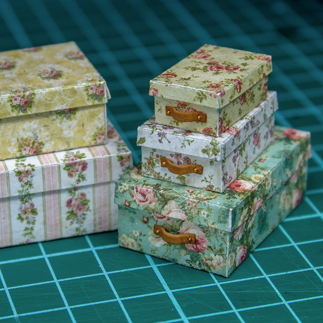 TEMPLATE Miniature vintage boxes for 1:12 scale dollhouse