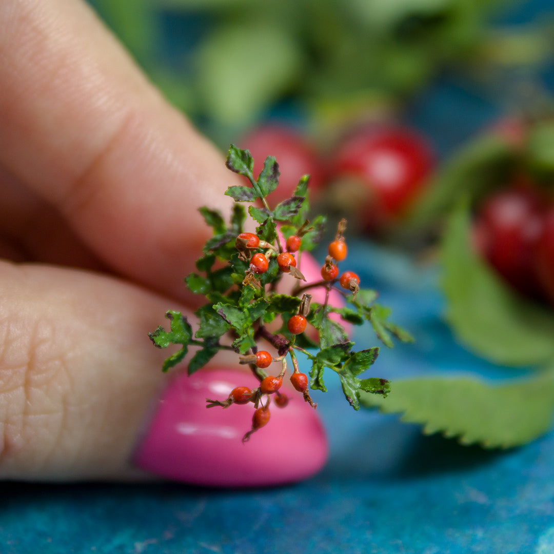 TUTORIAL Miniature rosehip sprig with air dry clay | PDF + video