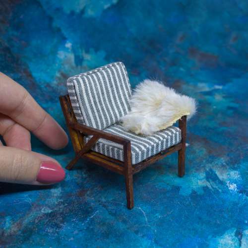 TEMPLATE Miniature modern chair made of wood, cardboard and fabric in 1:12 scale | PDF