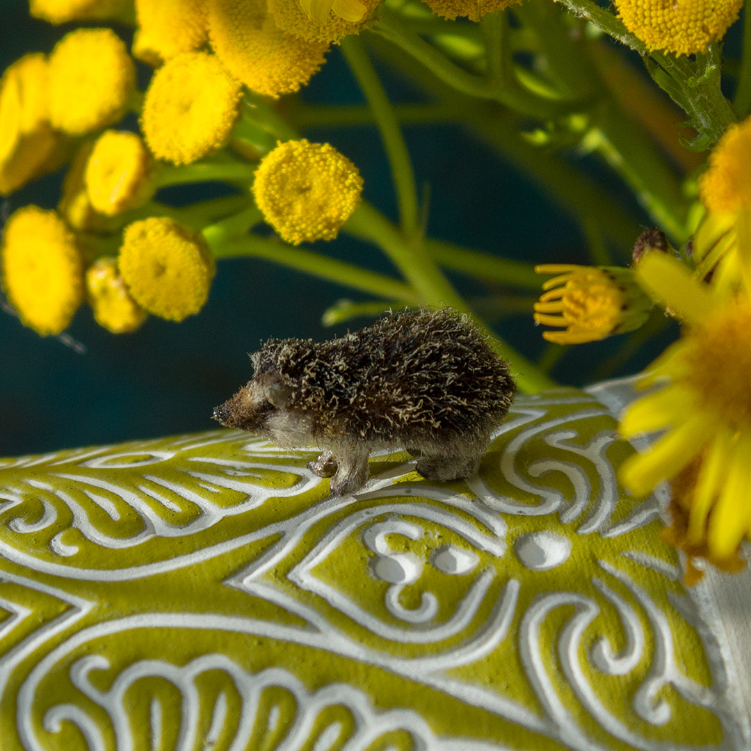 Tiny handmade hedgehog miniature for dollhouse in 1:12 scale 3