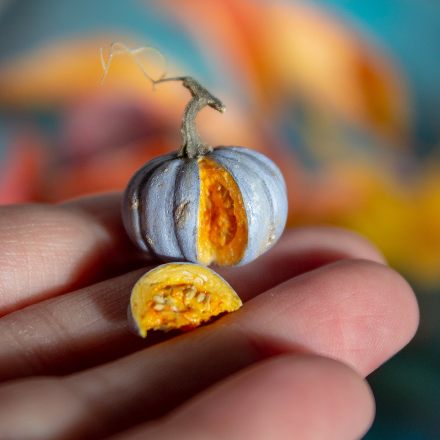 TUTORIAL Miniature polymer clay blue pumpkin for 1:12 scale dollhouse | PDF + video