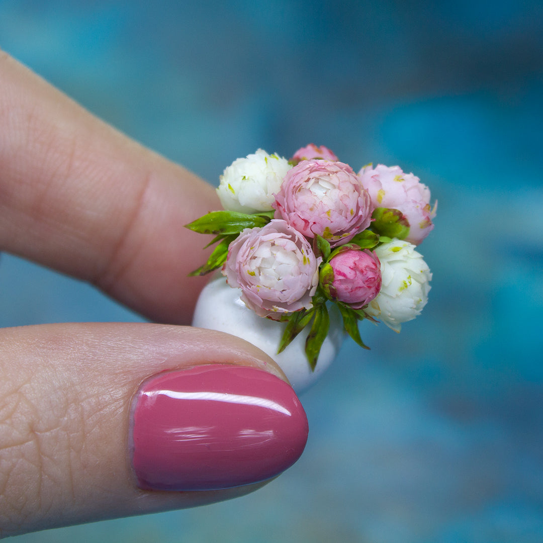 TUTORIAL Miniature peony with air dry clay for 1:12 scale dollhouse | PDF + video