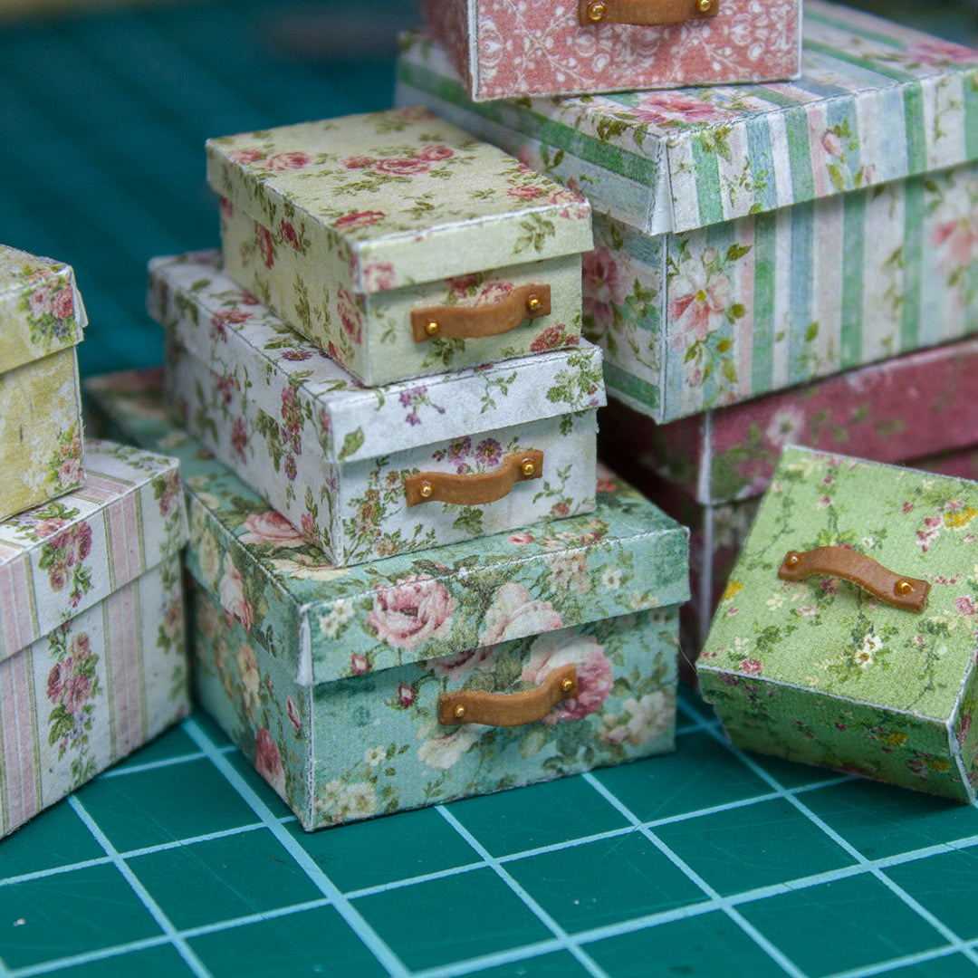 TEMPLATE Miniature vintage boxes for 1:12 scale dollhouse