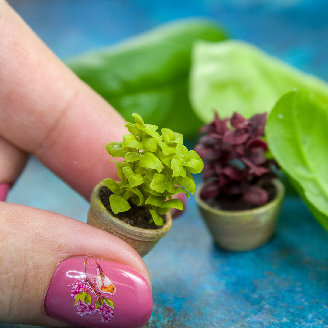 TUTORIAL Miniature basil plant with air dry clay for 1:12 scale dollhouse | PDF + video