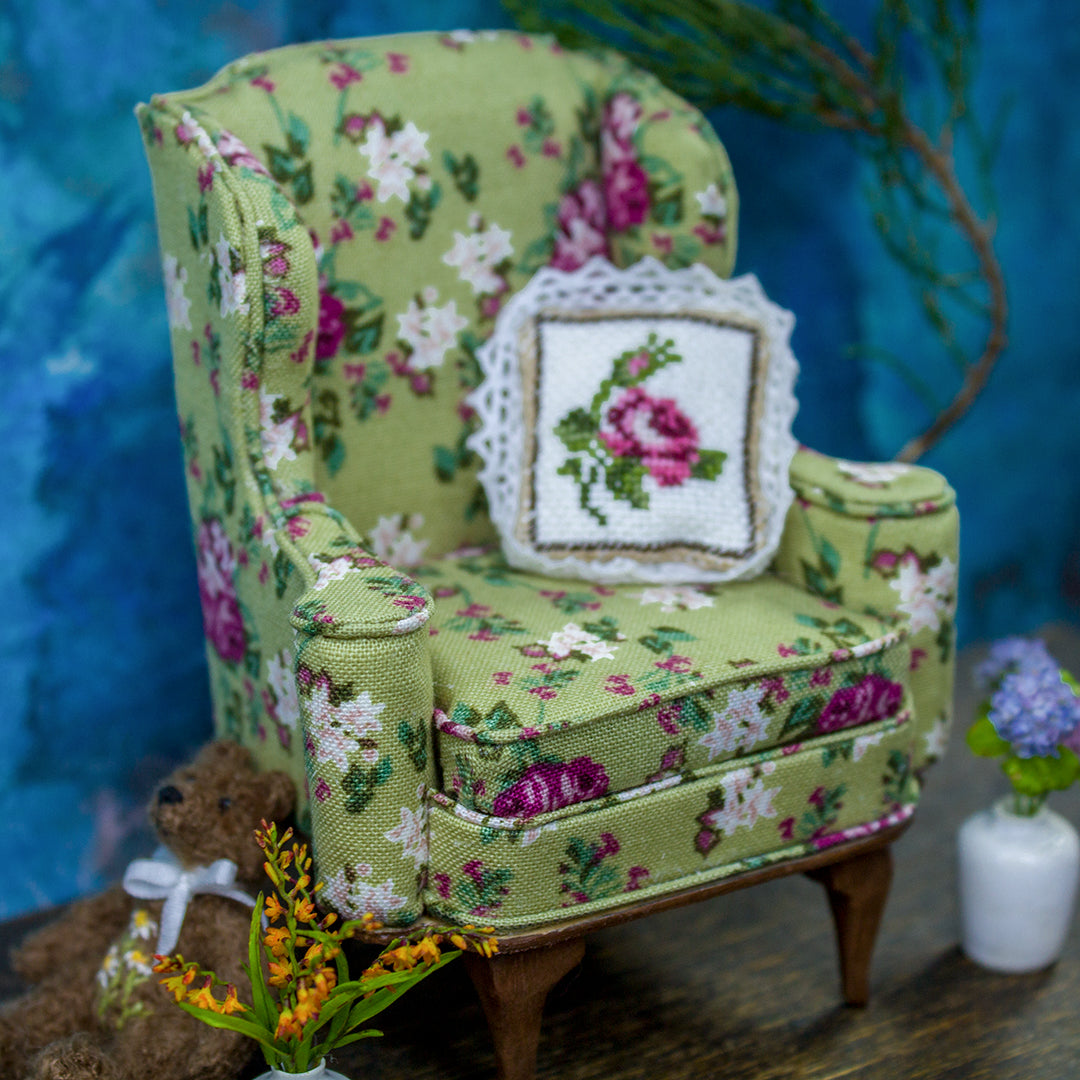 TEMPLATE Miniature Queen Anne wing chair in 1:12 scale | PDF