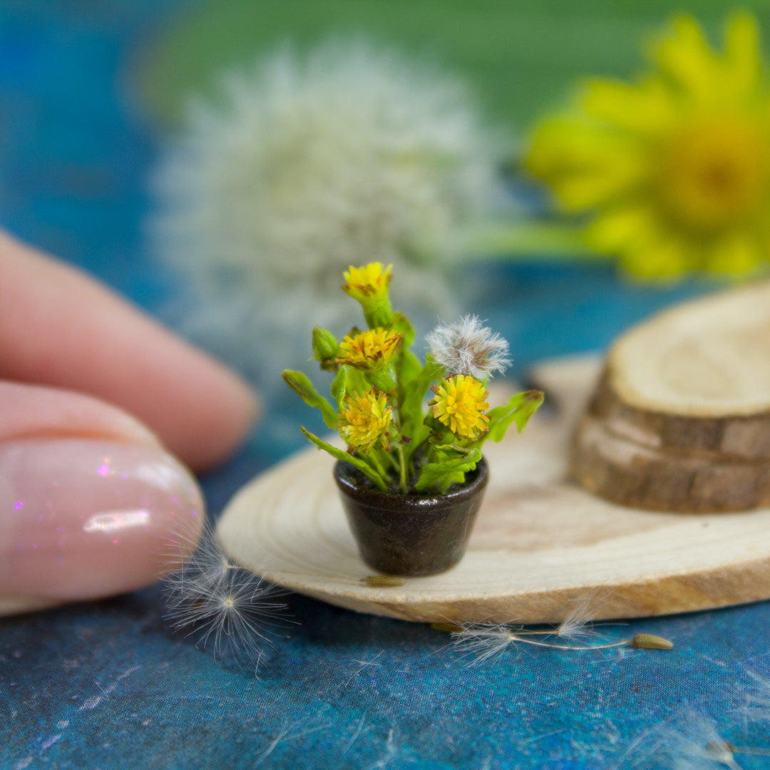 TUTORIAL Miniature dandelion with cold porcelain / air dry clay | PDF + video
