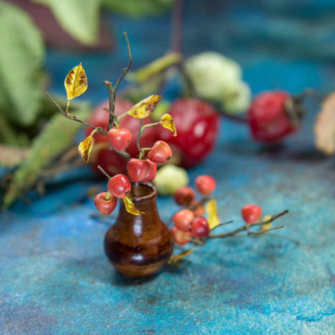 TUTORIAL Miniature wild apples on a branch made of polymer clay and air dry clay | PDF + video