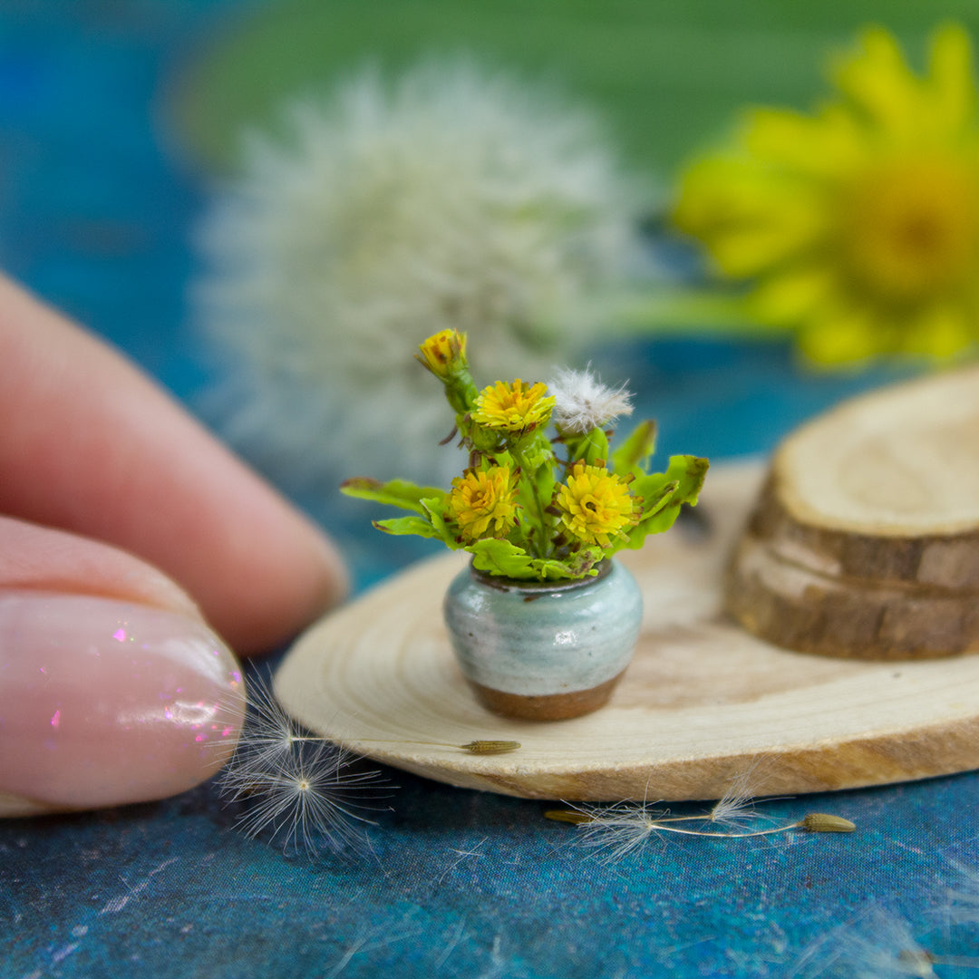 TUTORIAL Miniature dandelion with cold porcelain / air dry clay | PDF + video