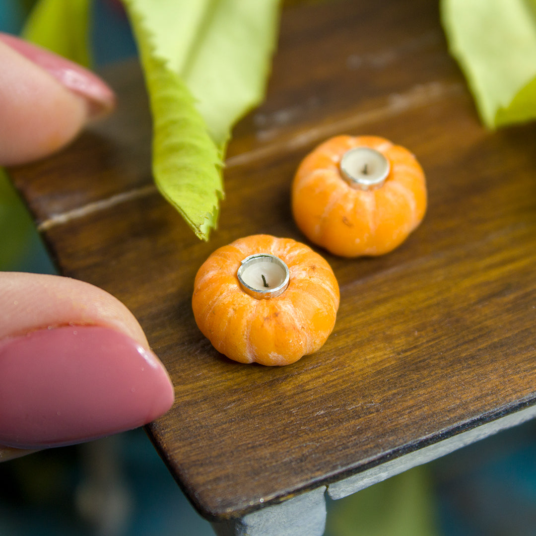 TUTORIAL Miniature candles in pumpkins with polymer clay | PDF + video