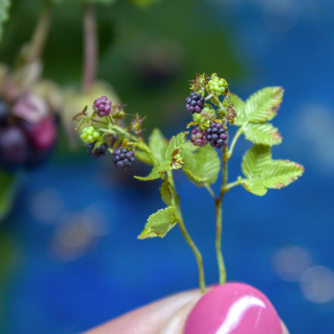 TUTORIAL Miniature blackberry branch with polymer clay for 1:12 scale dollhouse | PDF + video