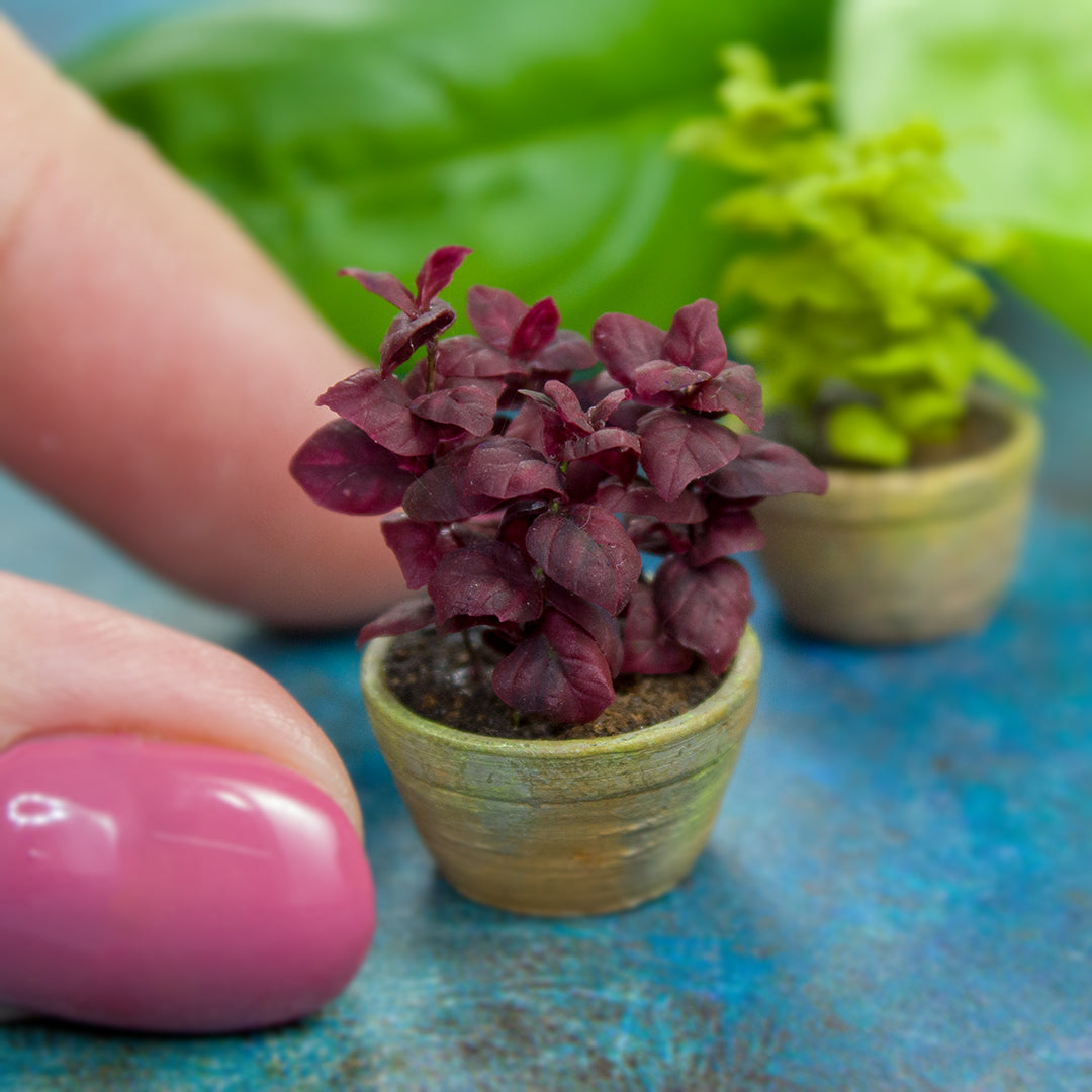 TUTORIAL Miniature basil plant with air dry clay for 1:12 scale dollhouse | PDF + video