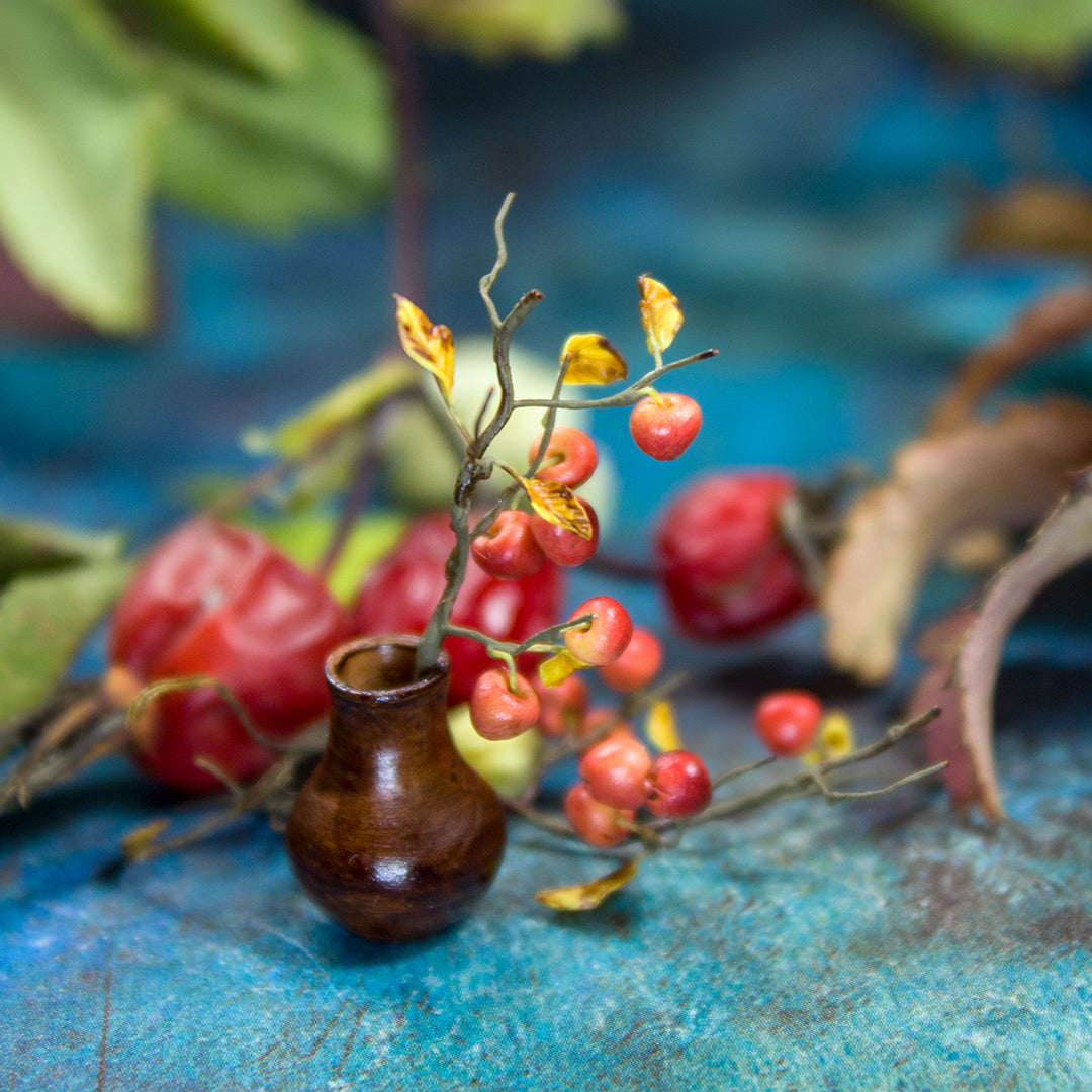 TUTORIAL Miniature wild apples on a branch made of polymer clay and air dry clay | PDF + video