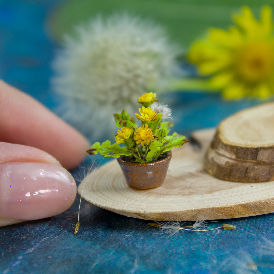 TUTORIAL Miniature dandelion with cold porcelain / air dry clay | PDF + video