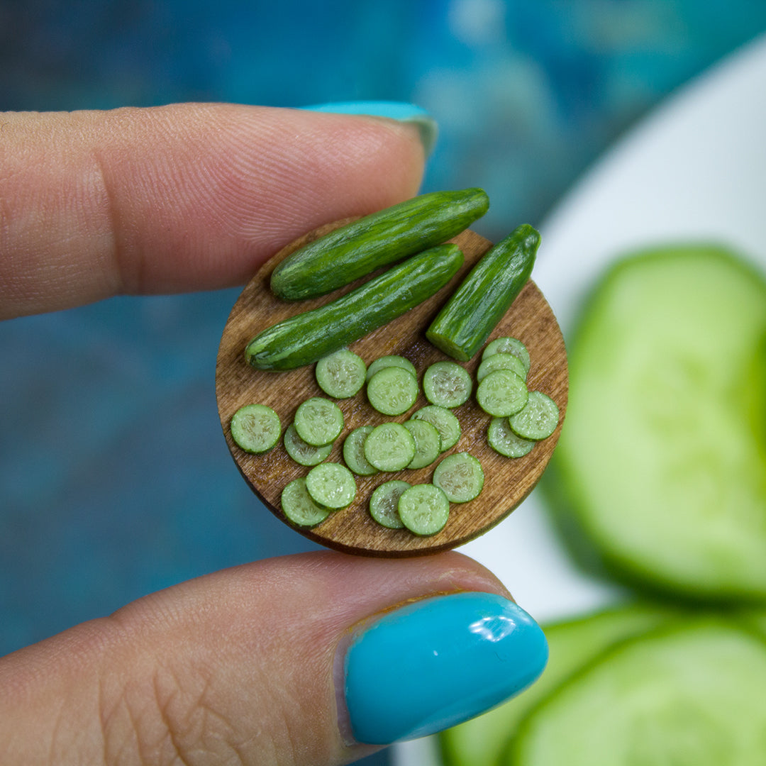 TUTORIAL Miniature cucumber cane with polymer clay for 1:12 scale dollhouse | PDF + video