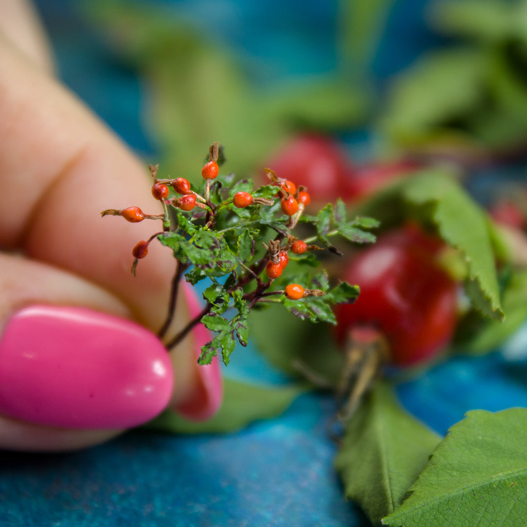 TUTORIAL Miniature rosehip sprig with air dry clay | PDF + video