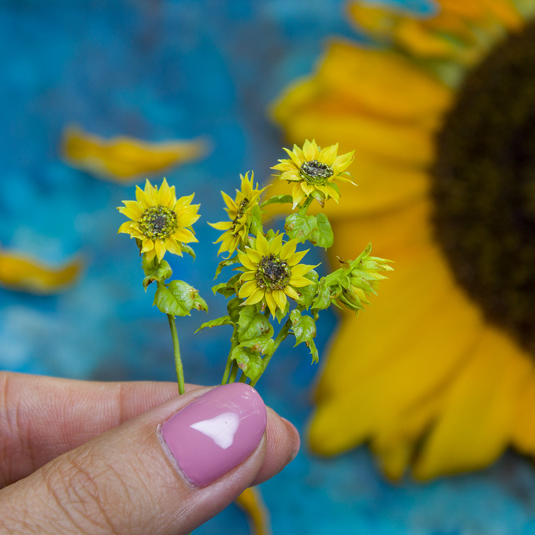 TUTORIAL Miniature sunflower with air dry clay | PDF + video