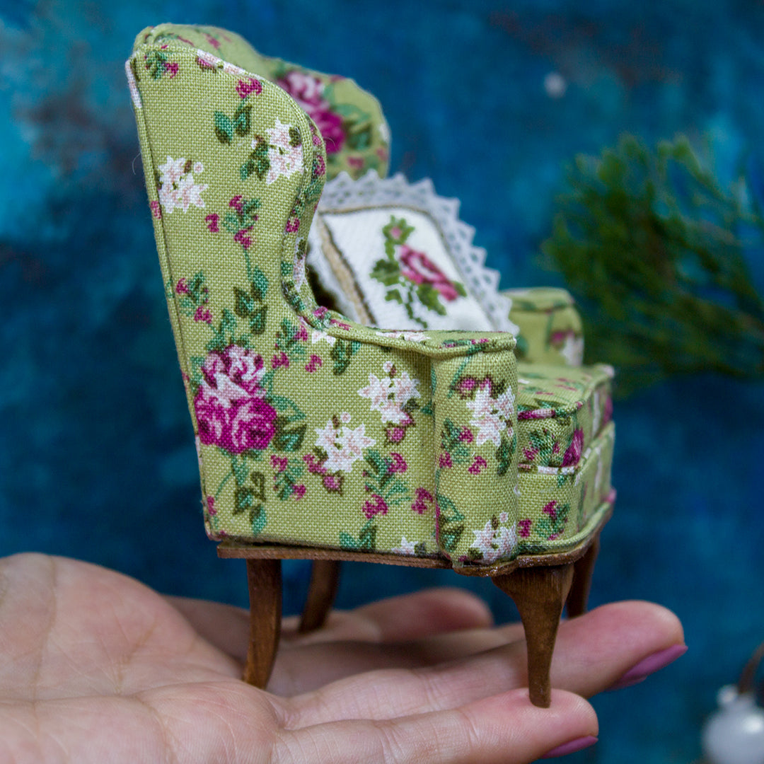 TEMPLATE Miniature Queen Anne wing chair in 1:12 scale | PDF