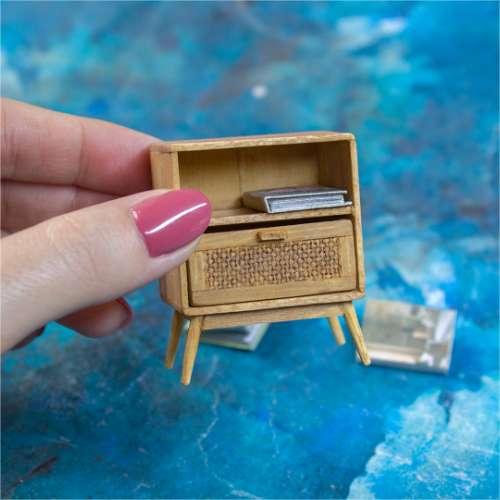 TEMPLATE Miniature nightstand with rattan imitation in 1:12 scale | PDF
