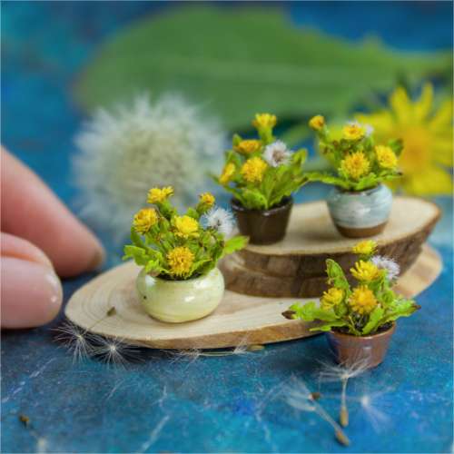 TUTORIAL Miniature dandelion with cold porcelain / air dry clay | PDF + video