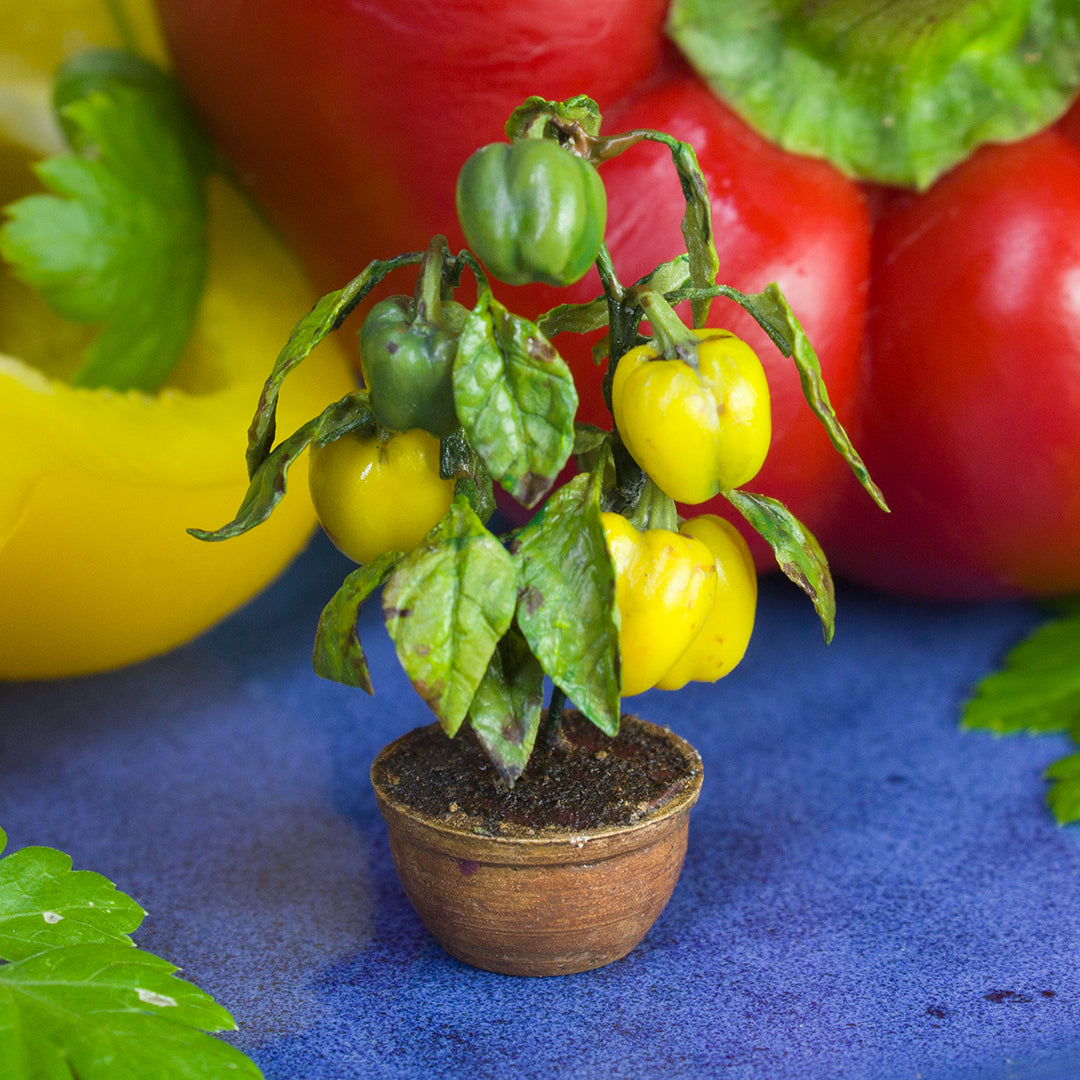 TUTORIAL Miniature pepper plant with polymer clay for 1:12 scale dollhouse | PDF + video