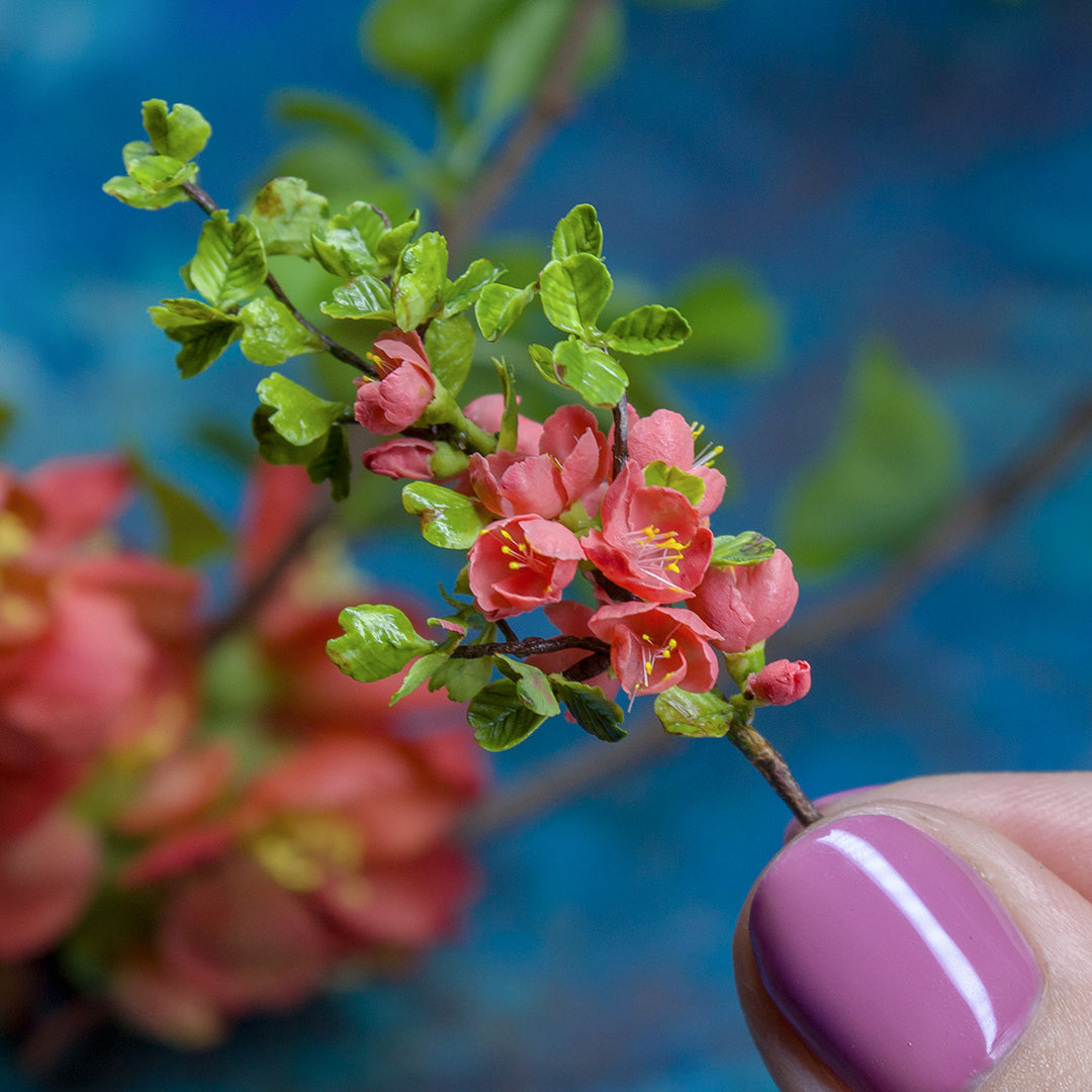 TUTORIAL Miniature branch of flowering quince with air dry clay | PDF + video