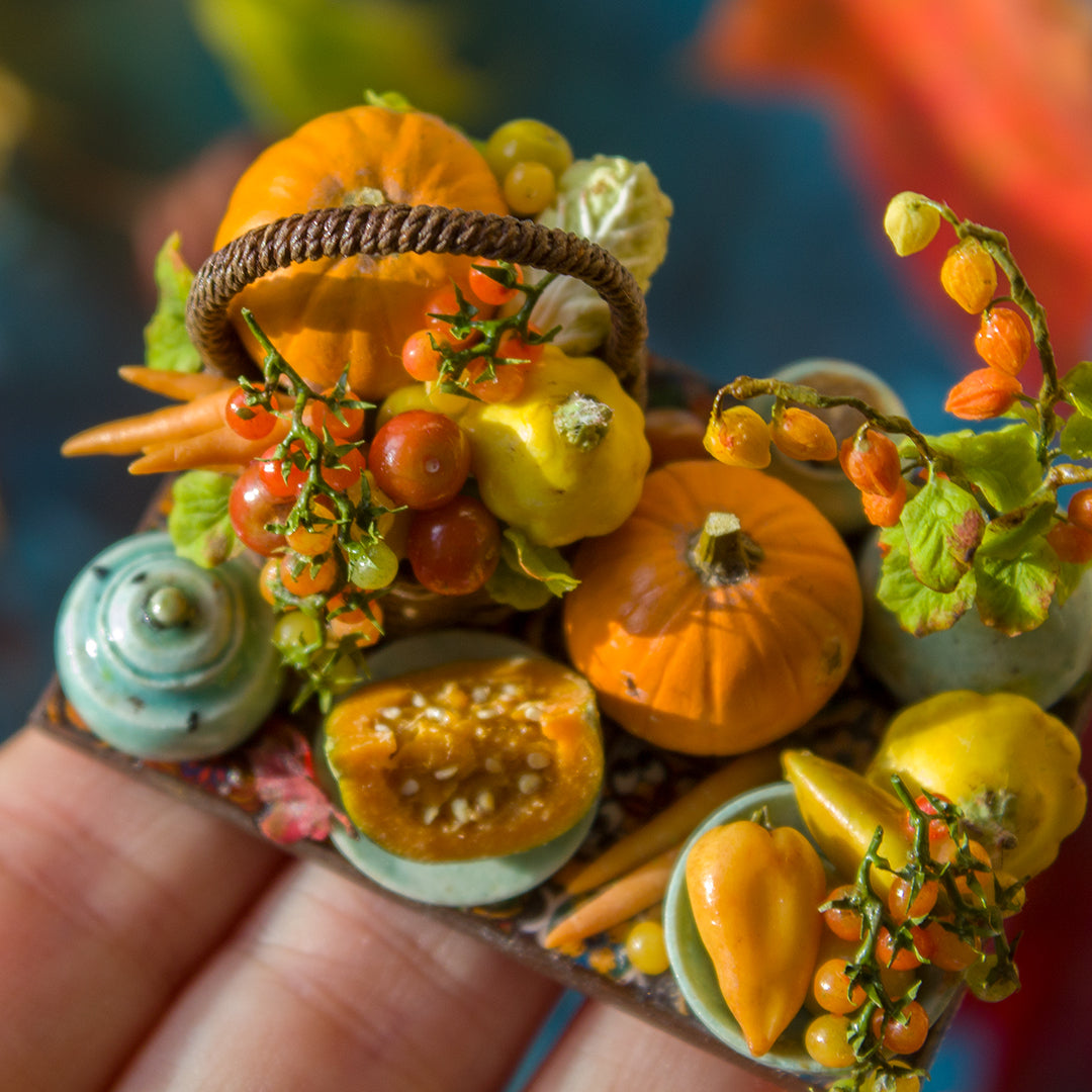 Miniature autumn harvest still life for dollhouse in 1:12 scale 4 - Rina Vellichor