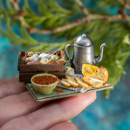 Miniature set with chick for dollhouse in 1:12 scale 1 - Rina Vellichor