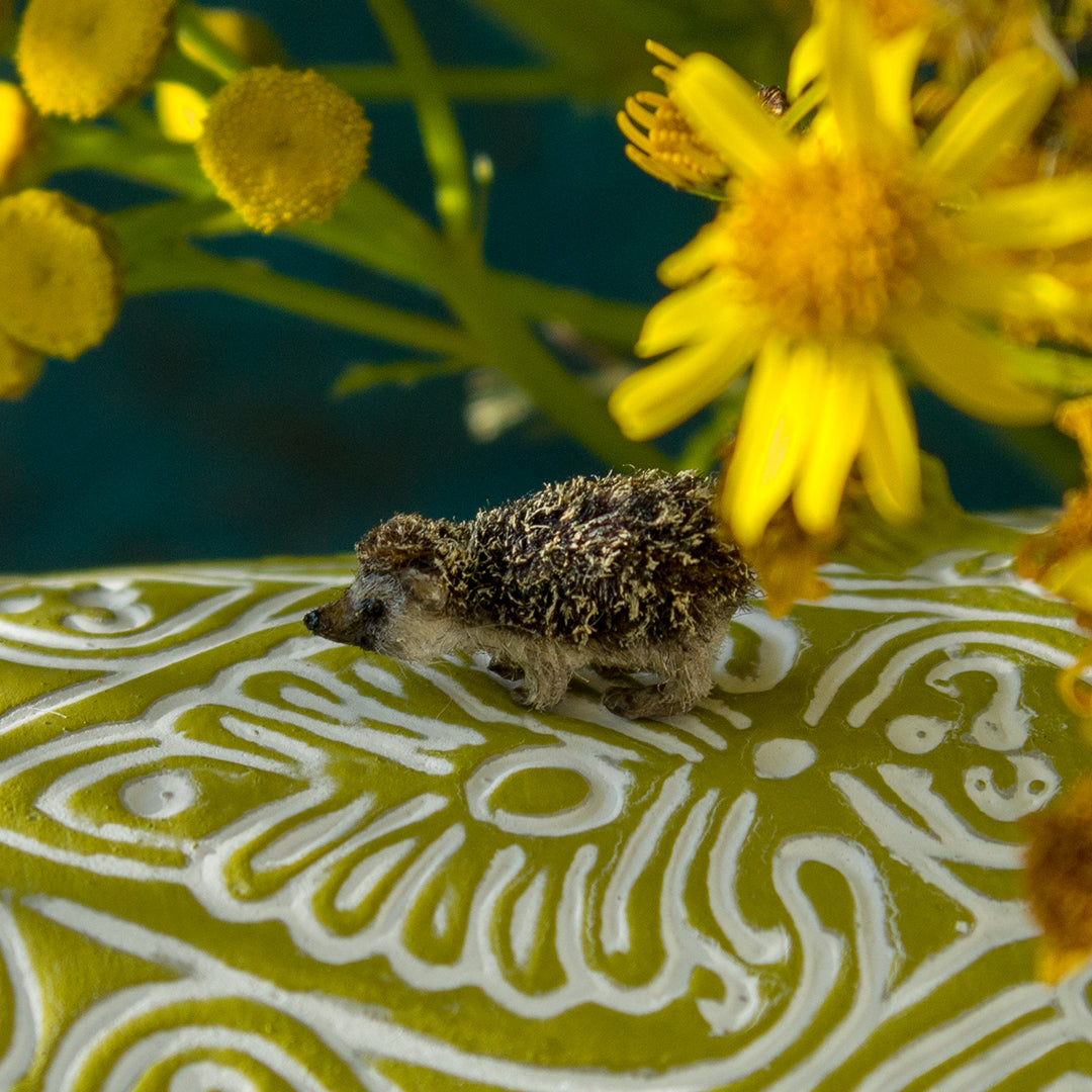 Tiny handmade hedgehog miniature for dollhouse in 1:12 scale 1