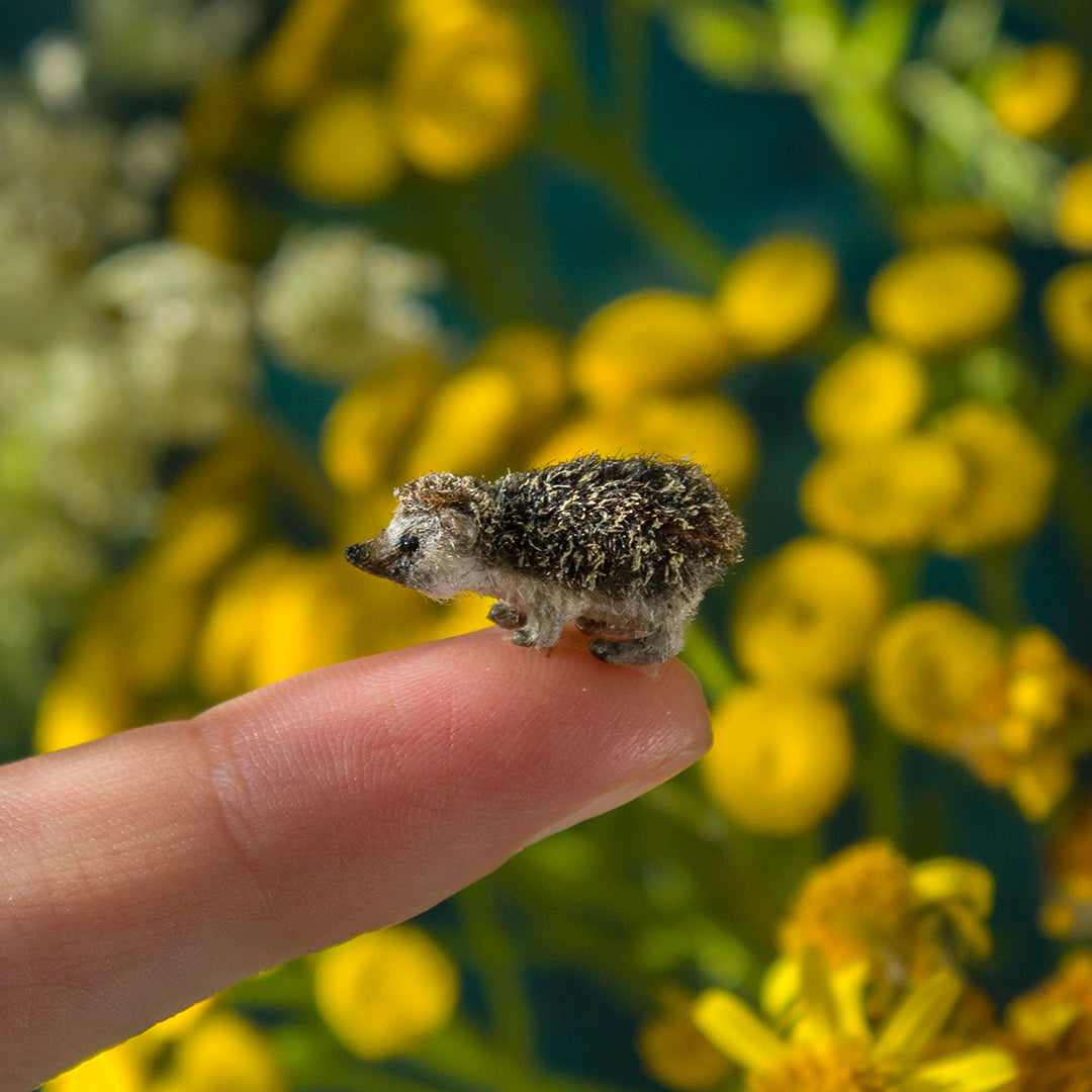 Tiny handmade hedgehog miniature for dollhouse in 1:12 scale 1