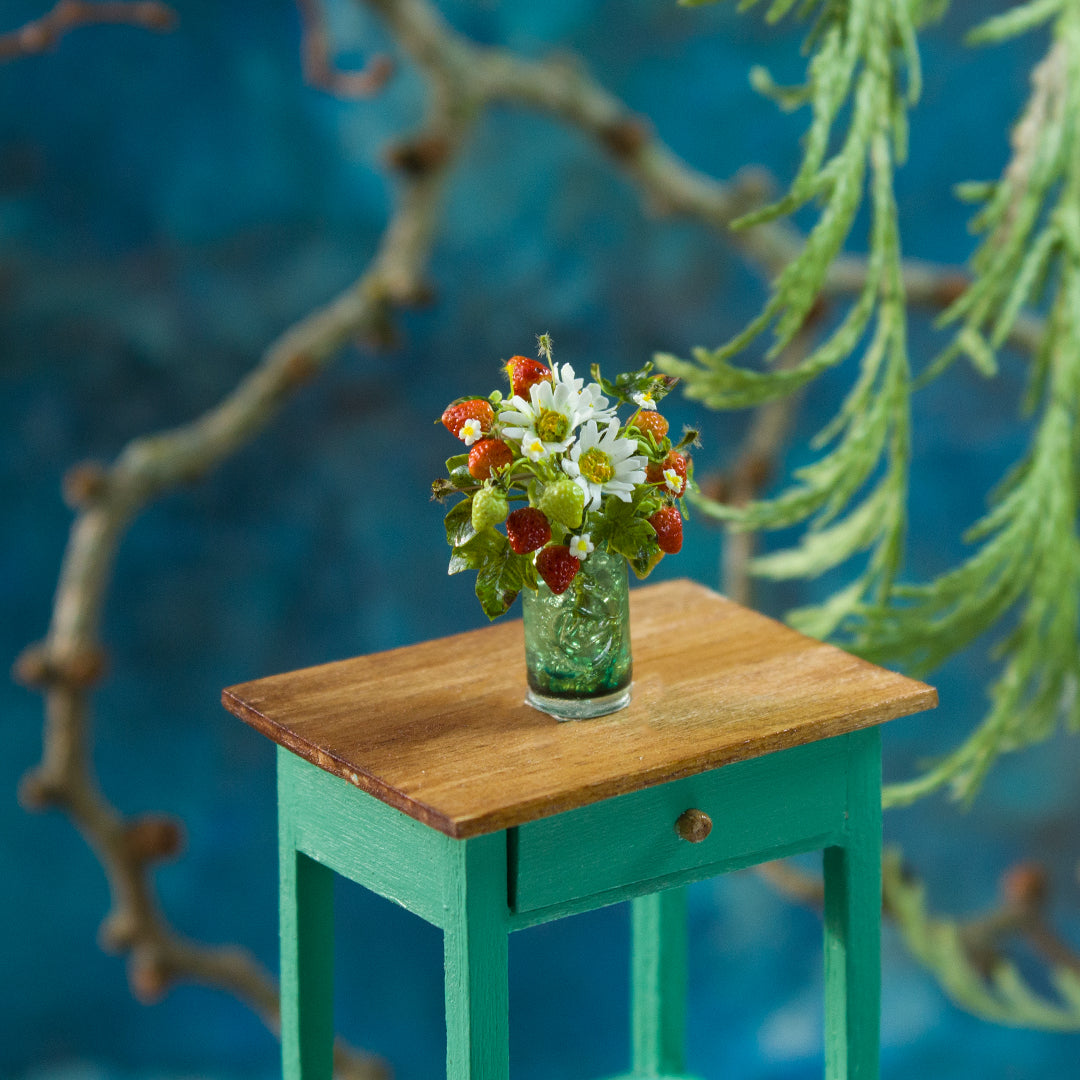 Miniature strawberries in a jar for a dollhouse, scale 1:12. - Rina Vellichor