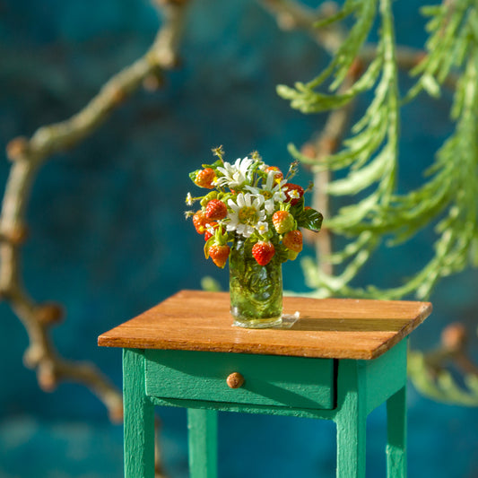 Miniature strawberries in a jar for a dollhouse, scale 1:12. - Rina Vellichor