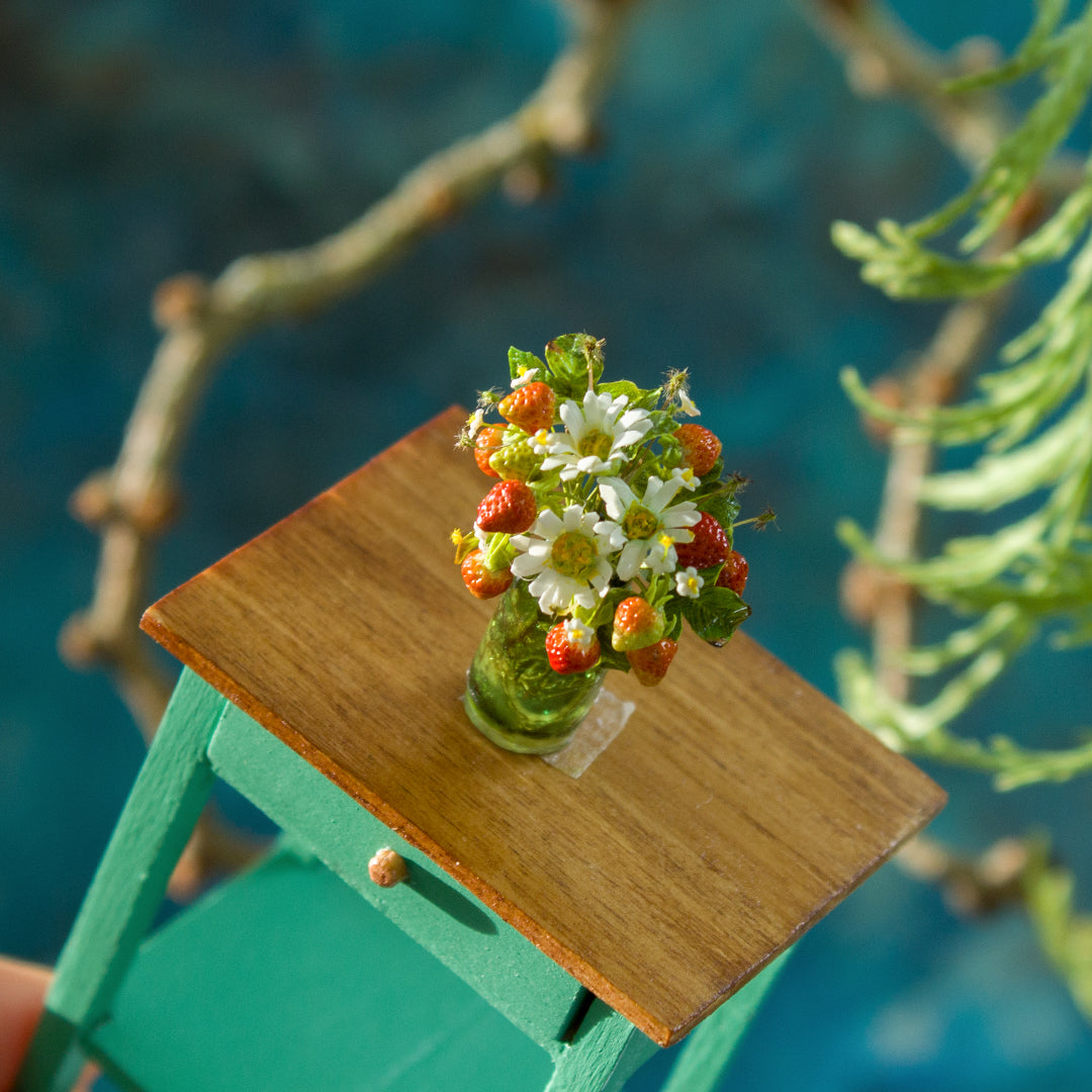 Miniature strawberries in a jar for a dollhouse, scale 1:12. - Rina Vellichor