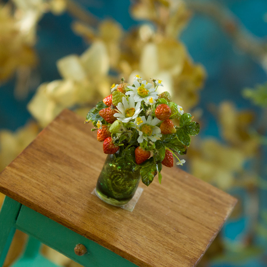 Miniature strawberries in a jar for a dollhouse, scale 1:12. - Rina Vellichor