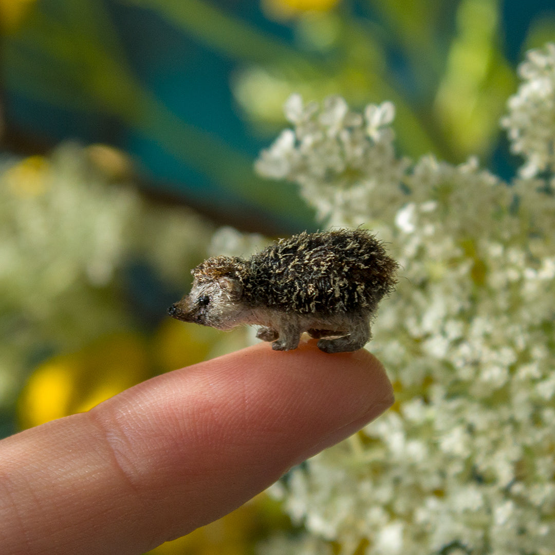 Tiny handmade hedgehog miniature for dollhouse in 1:12 scale 1