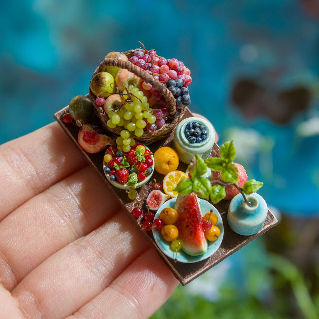 Miniature fruit set for dollhouse in 1:12 scale | option 1
