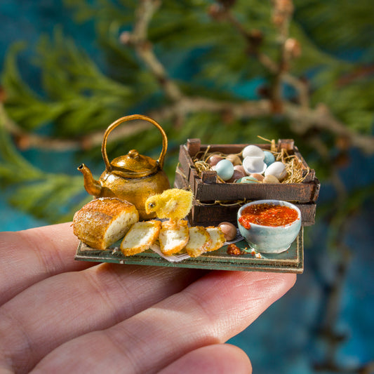 Miniature set with chick for dollhouse in 1:12 scale 2 - Rina Vellichor