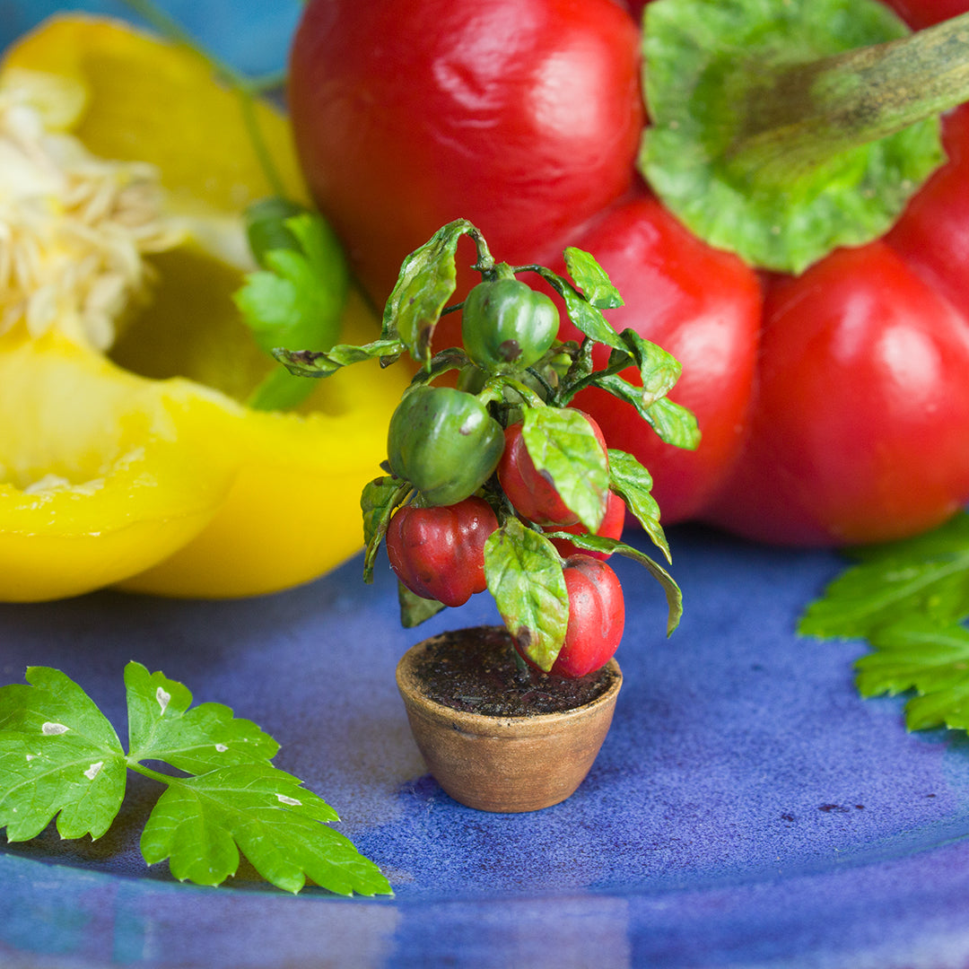 TUTORIAL Miniature pepper plant with polymer clay for 1:12 scale dollhouse | PDF + video