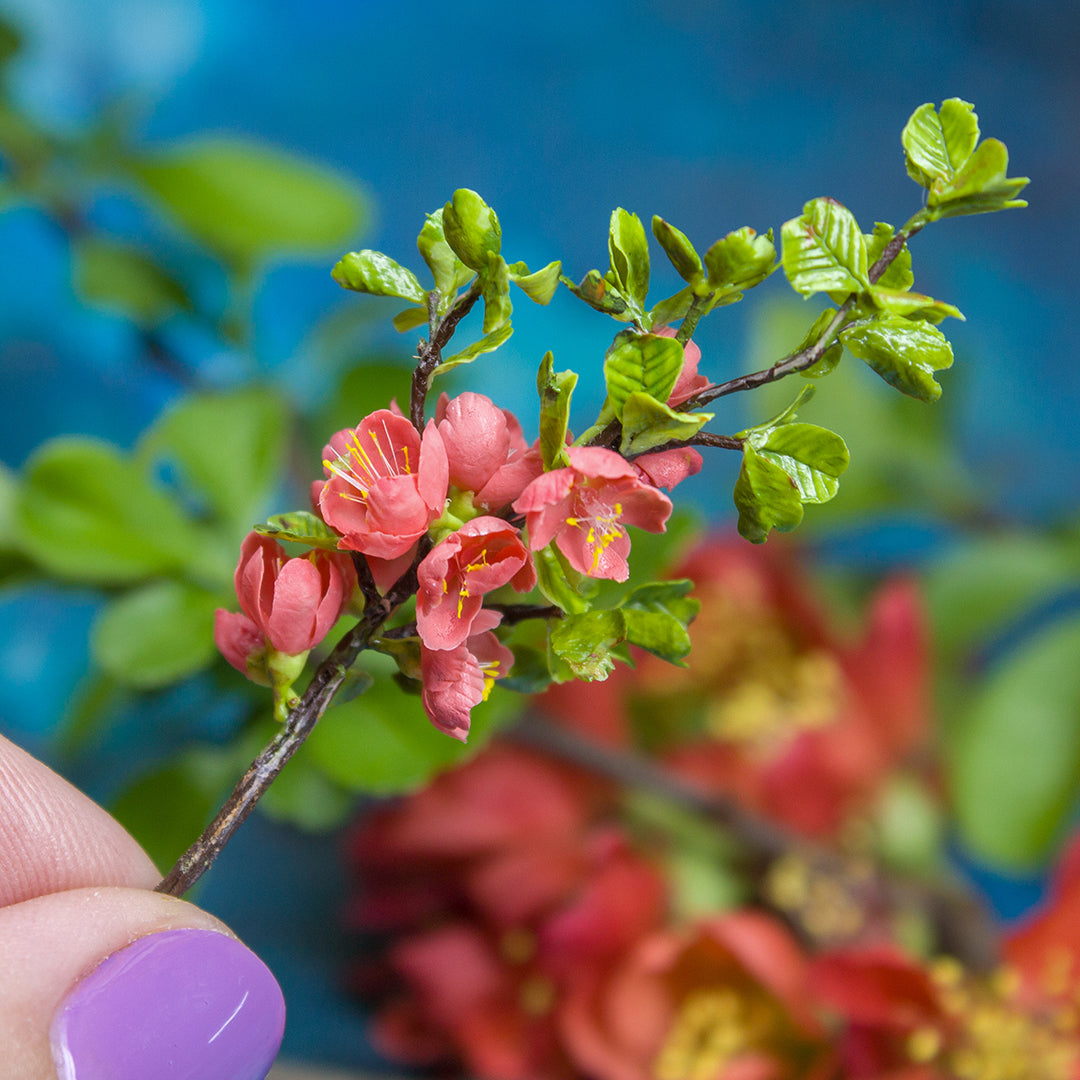 TUTORIAL Miniature branch of flowering quince with air dry clay | PDF + video