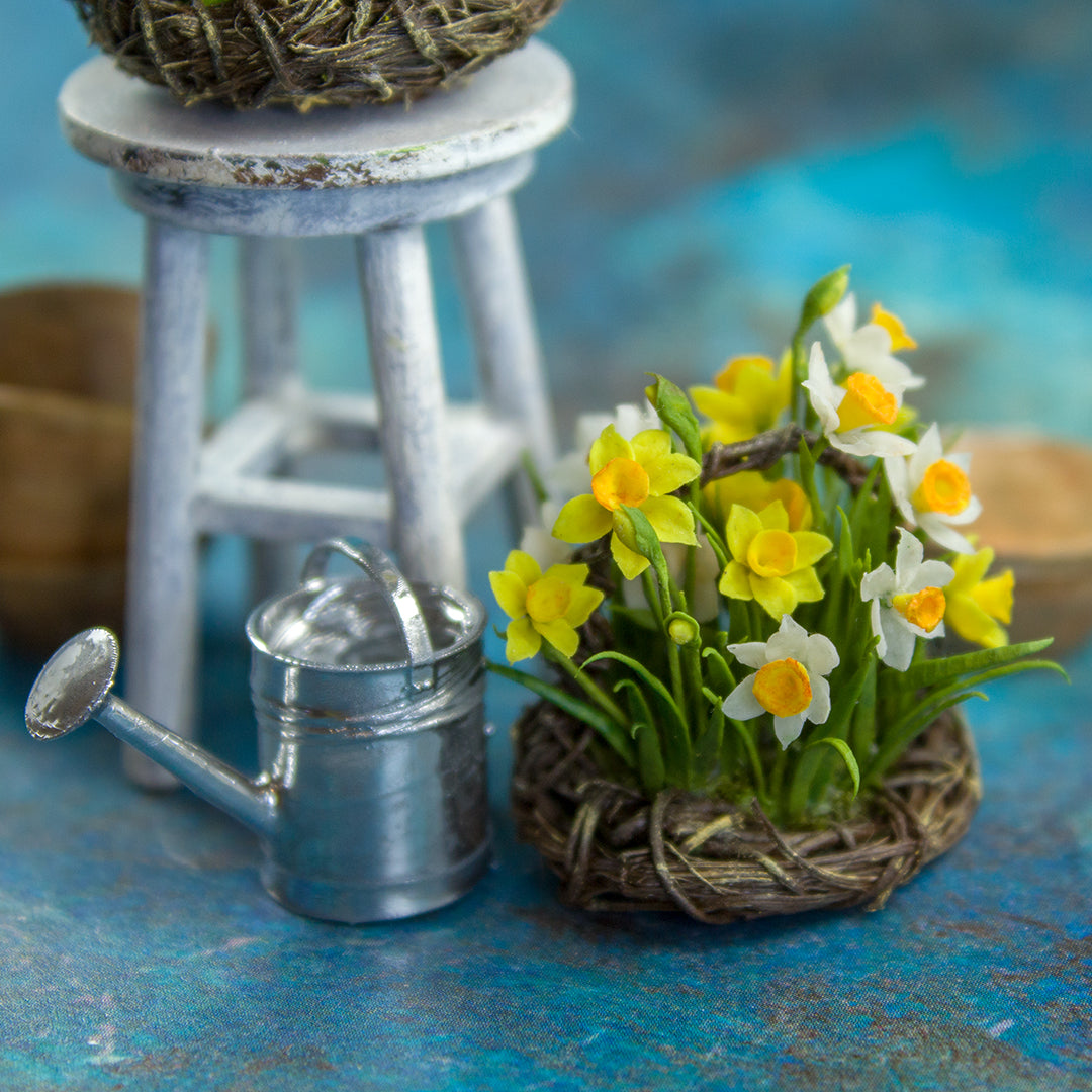 TUTORIAL miniature daffodils from air dry clay in a basket | PDF + video