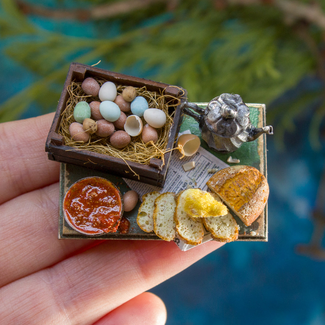 Miniature set with chick for dollhouse in 1:12 scale 3 - Rina Vellichor