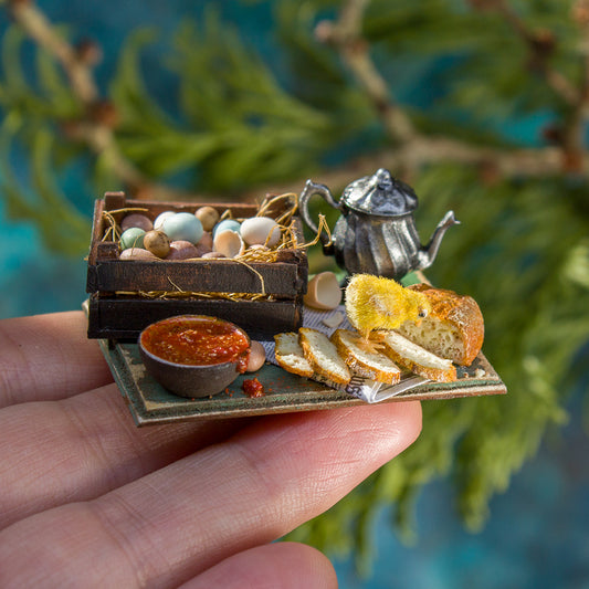 Miniature set with chick for dollhouse in 1:12 scale 3 - Rina Vellichor