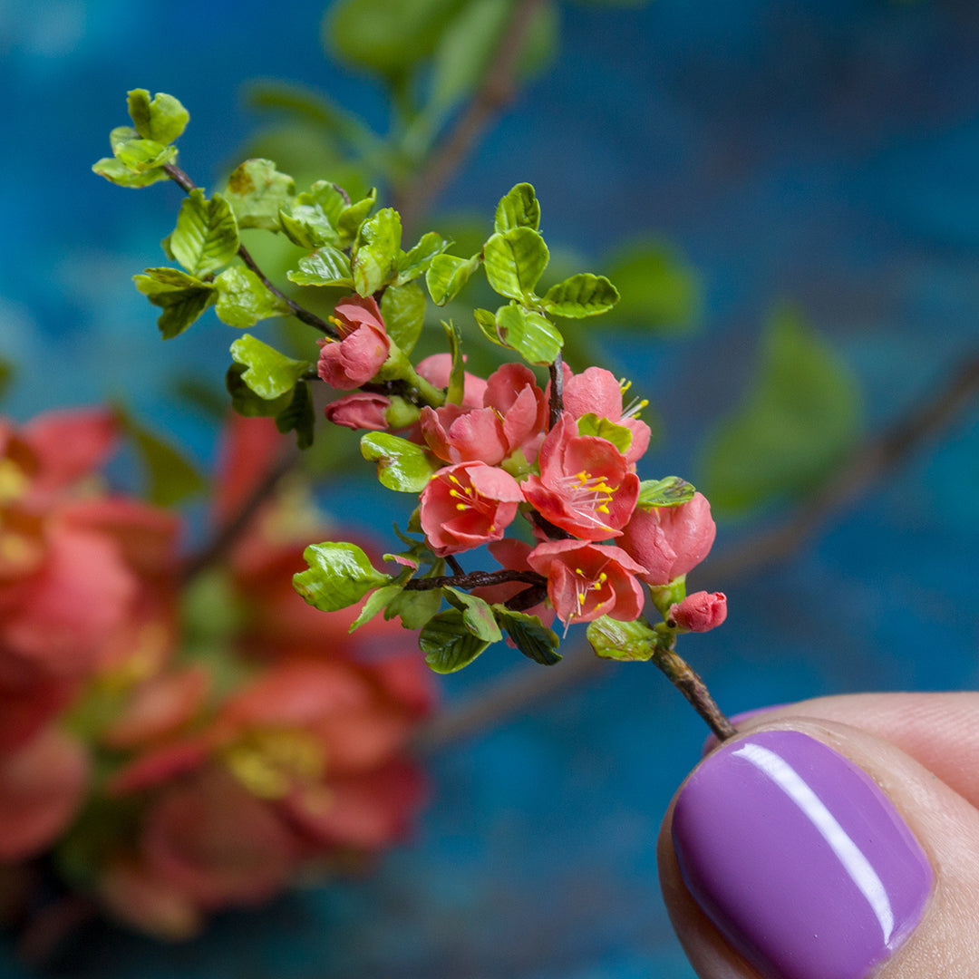 TUTORIAL Miniature branch of flowering quince with air dry clay | PDF + video